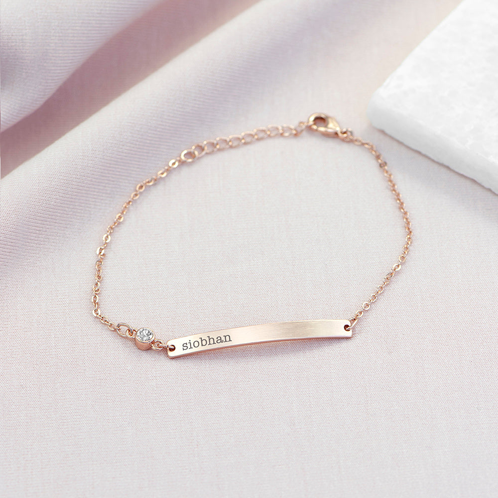 Personalised Rose Gold Birthstone Swarovski Crystal Bracelets: 14 - April - Bracelets By Gift Moments