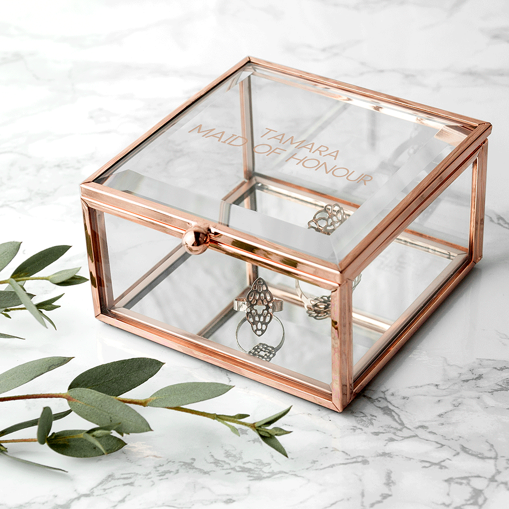 Personalised Rose Gold Glass Trinket Boxes: 5 - Trinket Boxes By Gift Moments