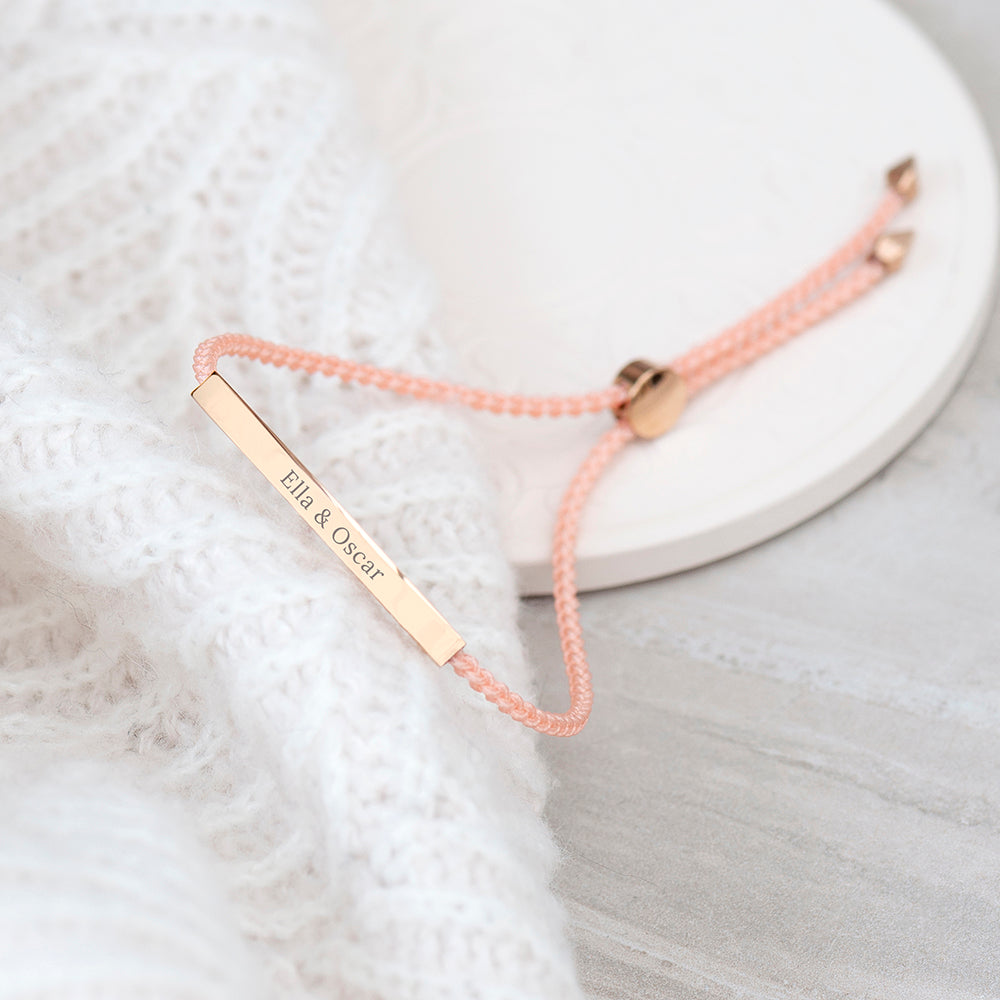 Personalised Rose Gold Identity Rope Bracelet: 2 - Bracelets By Gift Moments
