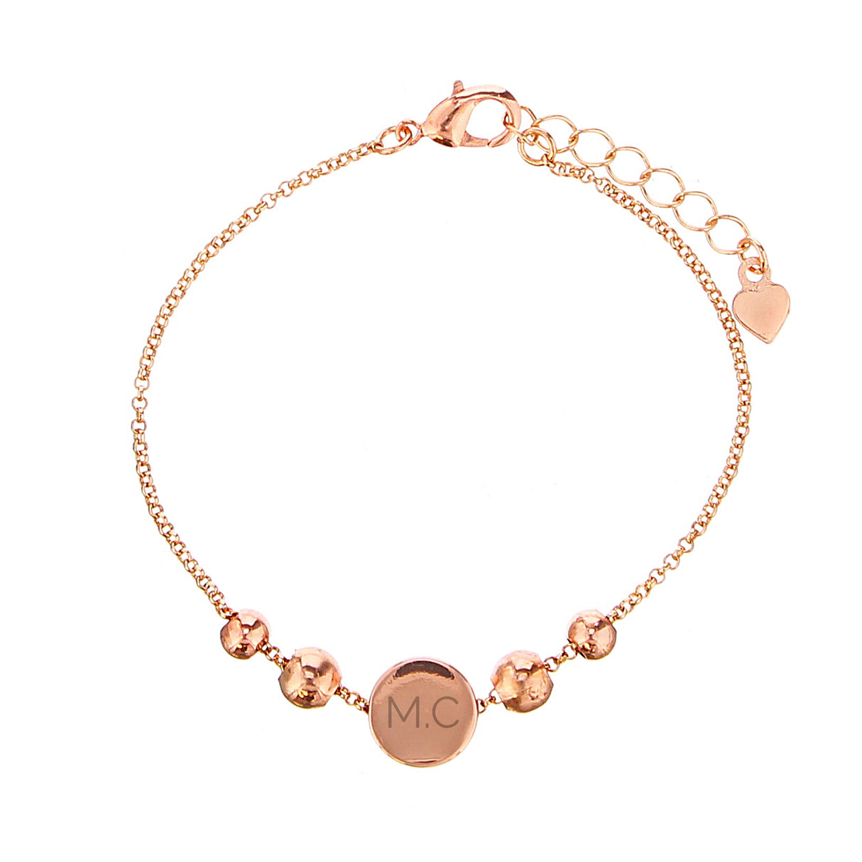 Personalised Rose Gold Tone Initials Disc Bracelet: 2 - Bracelets By Gift Moments