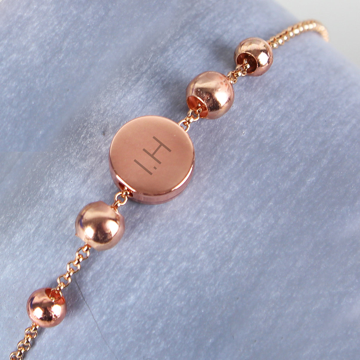 Personalised Rose Gold Tone Initials Disc Bracelet: 4 - Bracelets By Gift Moments