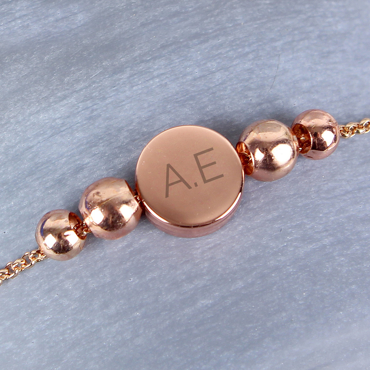 Personalised Rose Gold Tone Initials Disc Bracelet: 5 - Bracelets By Gift Moments