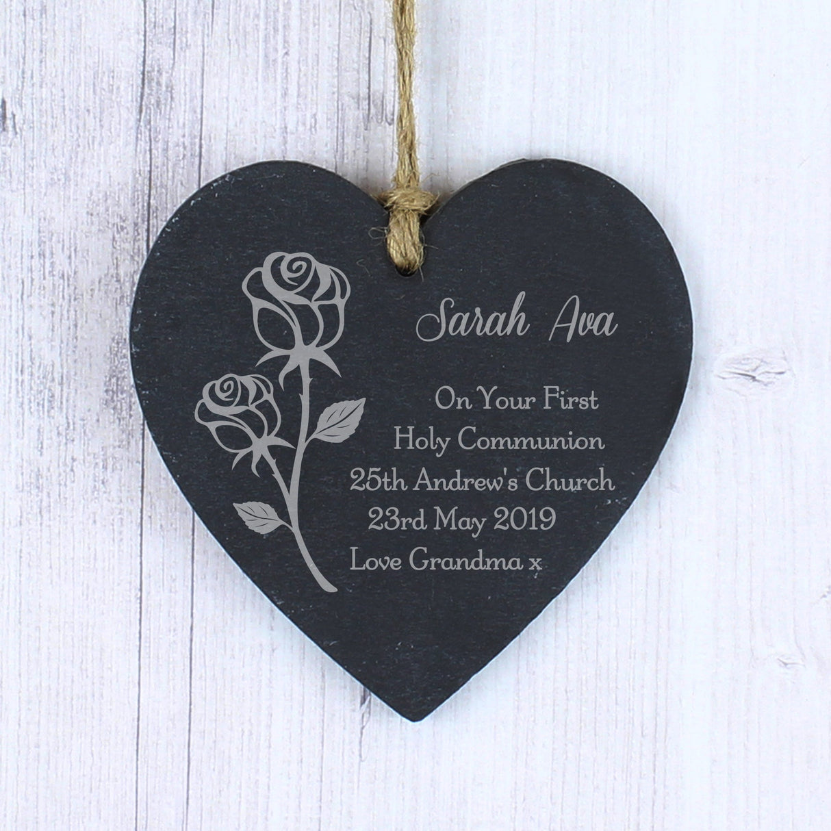 Personalised Rose Slate Heart Decoration - Shop Decorations At Gift Moments - 3