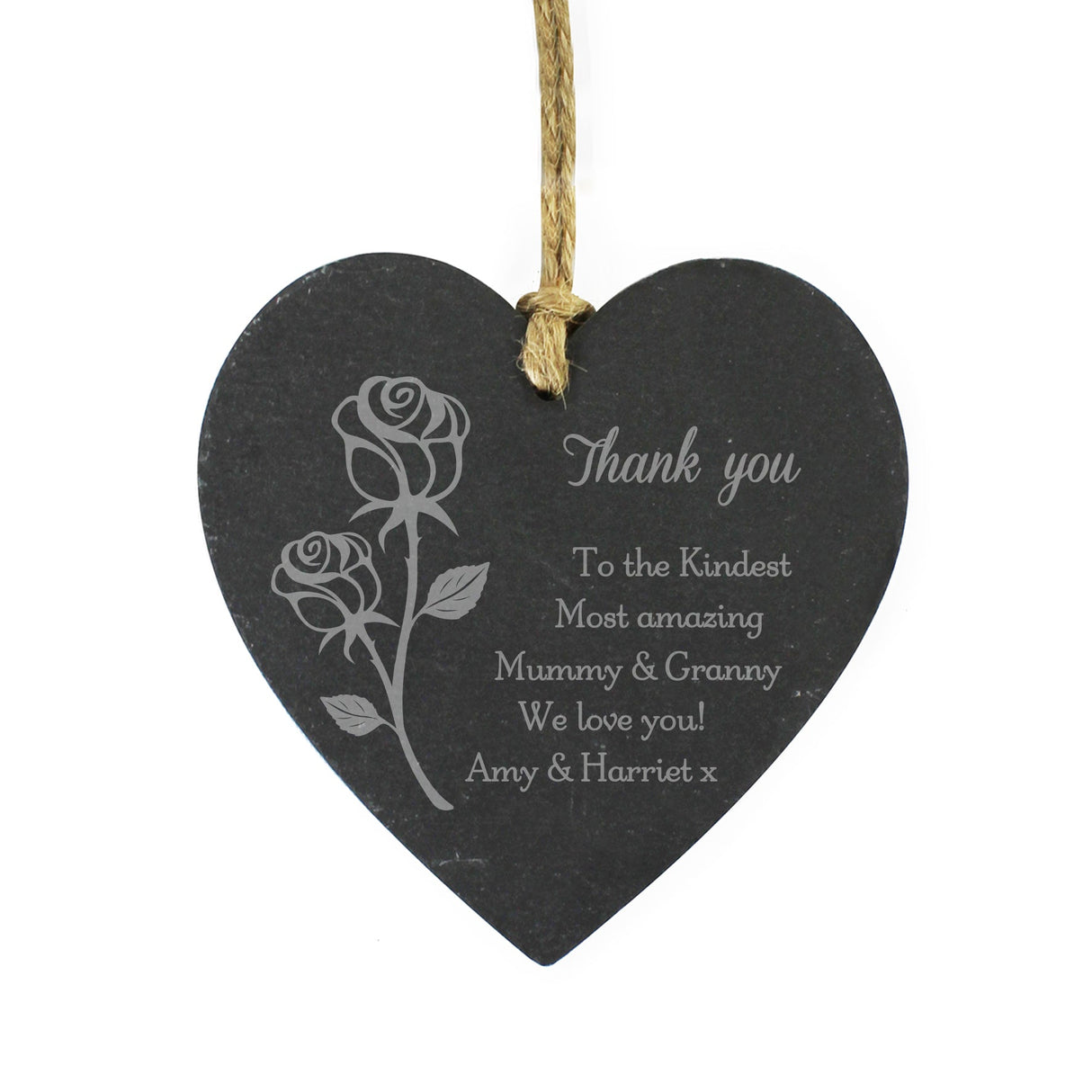 Personalised Rose Slate Heart Decoration - Shop Decorations At Gift Moments - 5