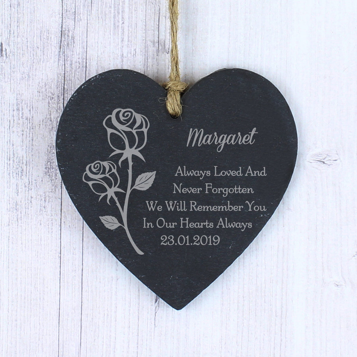 Personalised Rose Slate Heart Decoration - Shop Decorations At Gift Moments - 1