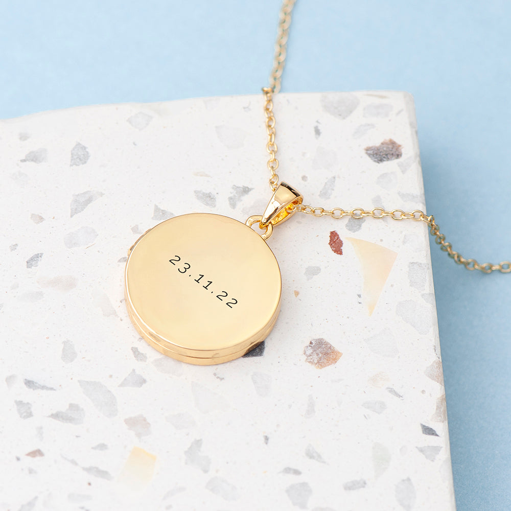 Personalised Round Photo Locket Pendant Necklaces: 1 - Gold - Necklaces By Gift Moments