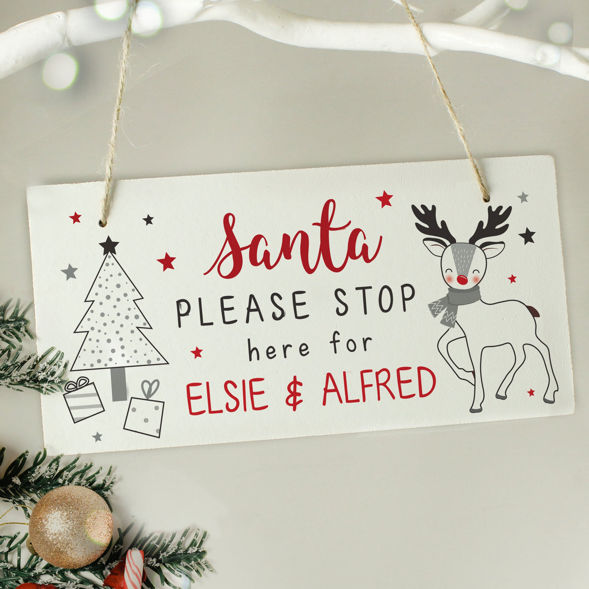 Personalised Rudolph Santa Please Stop Here Sign: 1 - Signs & Plaques By Gift Moments
