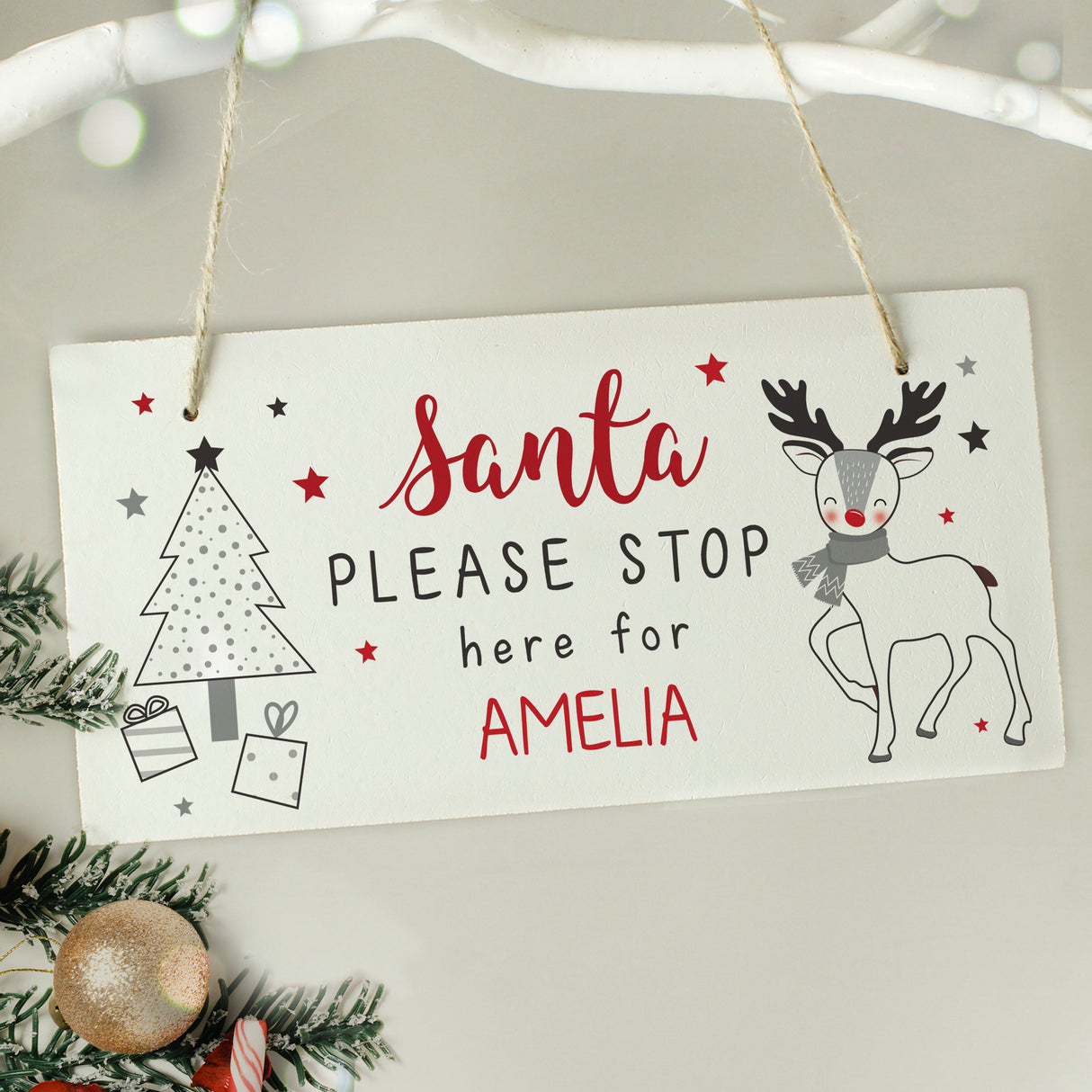 Personalised Rudolph Santa Please Stop Here Sign: 3 - Signs & Plaques By Gift Moments