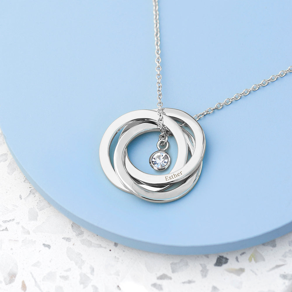 Personalised Russian Ring Necklaces: 4 - Silver - Necklaces By Gift Moments