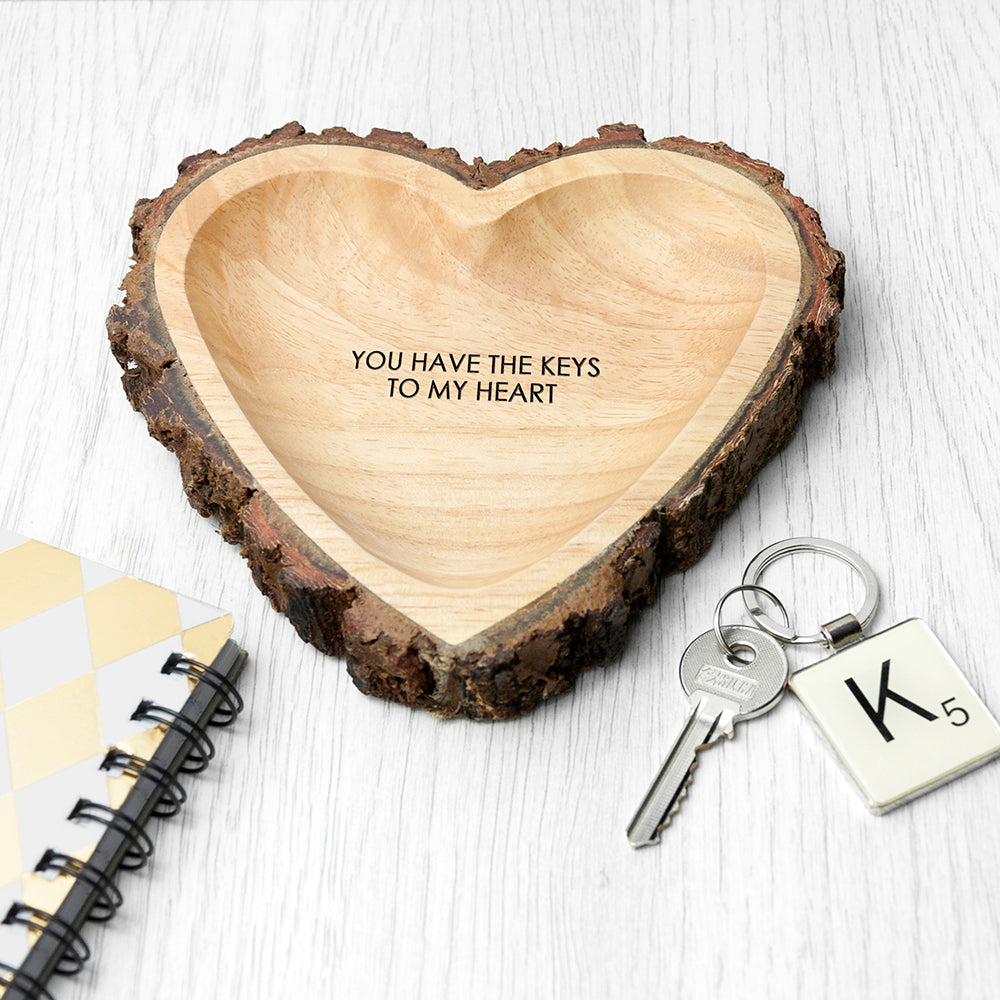 Personalised Rustic Carved Wooden Heart Dish: 2 - Keepsakes By Gift Moments