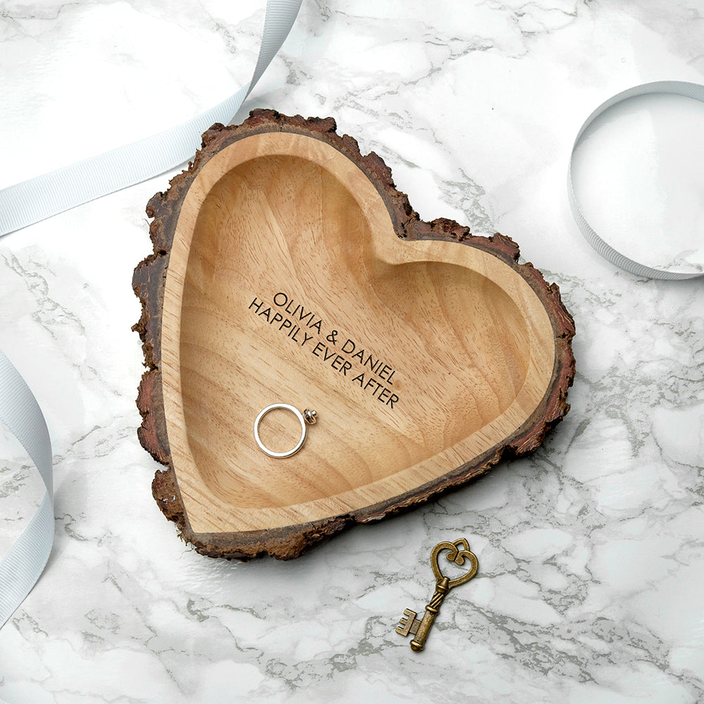 Personalised Rustic Carved Wooden Heart Dish: 1 - Keepsakes By Gift Moments