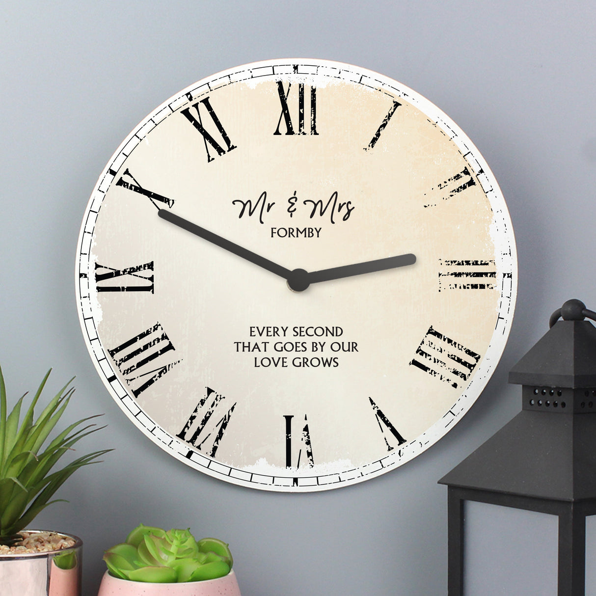 Personalised Rustic Large Wooden Clock: 2 - Clocks By Gift Moments
