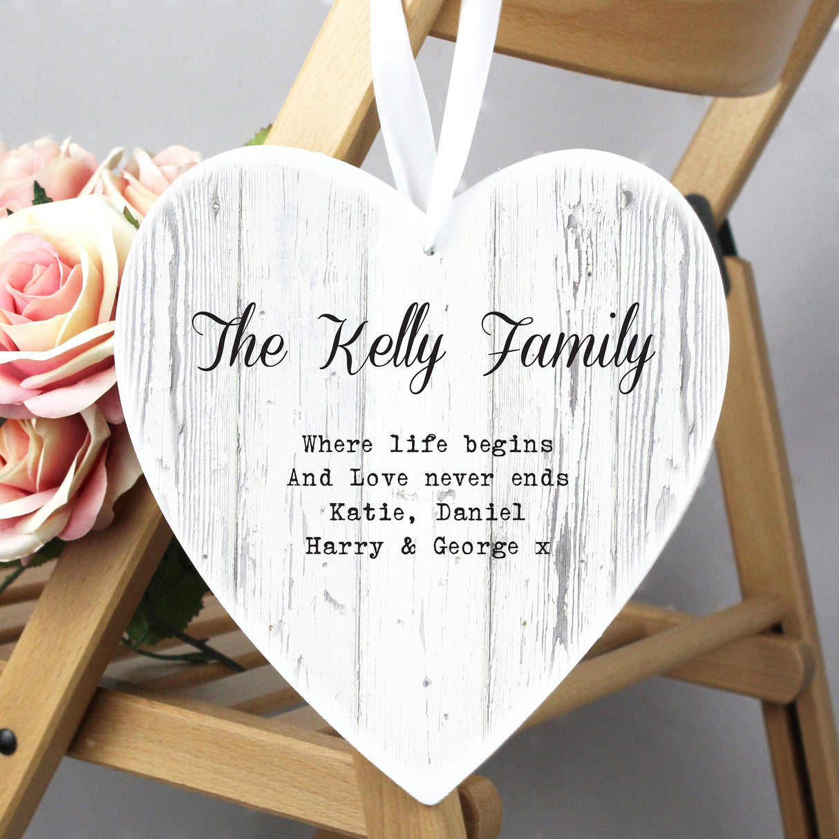 Personalised Rustic Large Wooden Heart Decoration - Shop Decorations At Gift Moments - 1