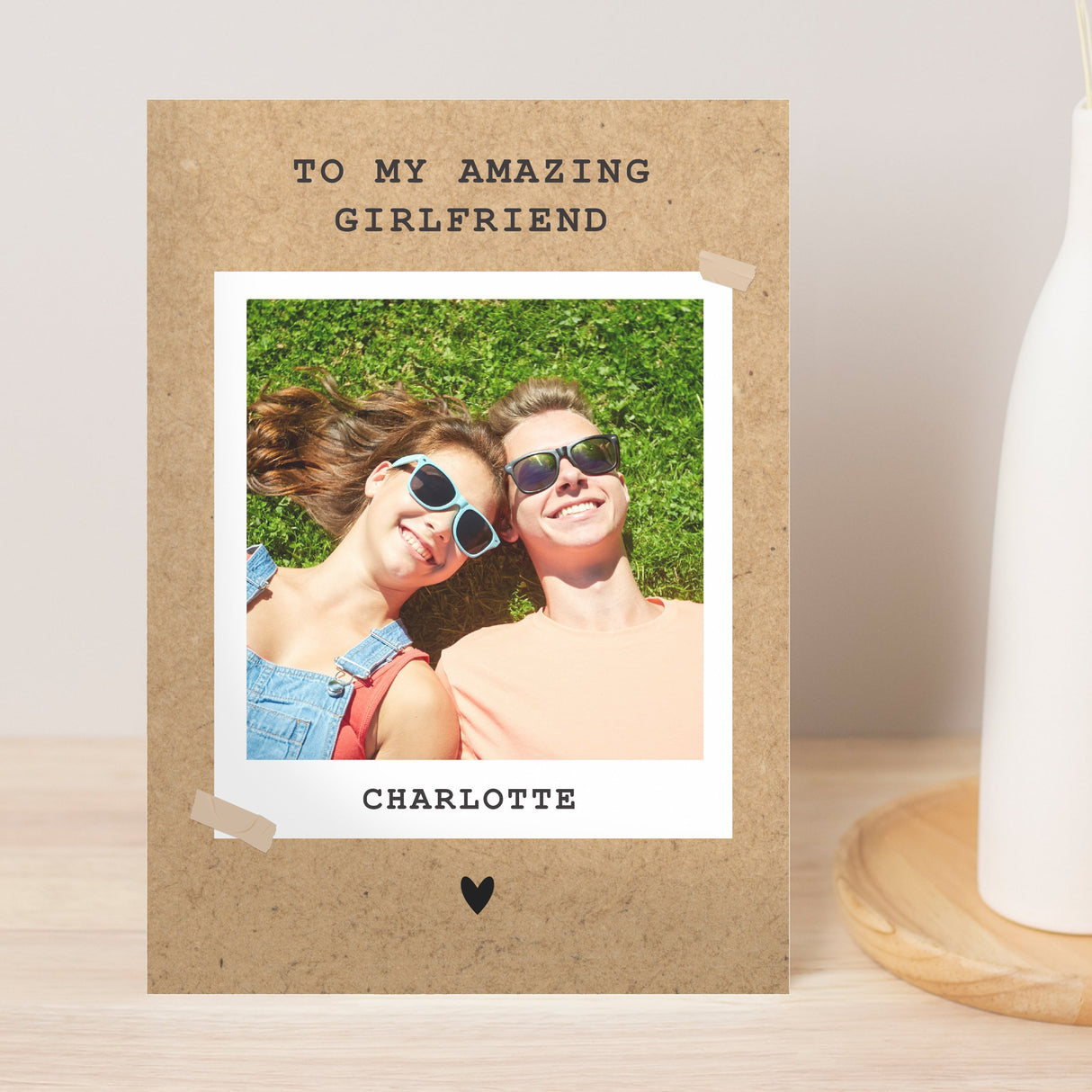 Personalised Rustic Polaroid Photo Upload Card: 3 - Greeting Cards By Gift Moments