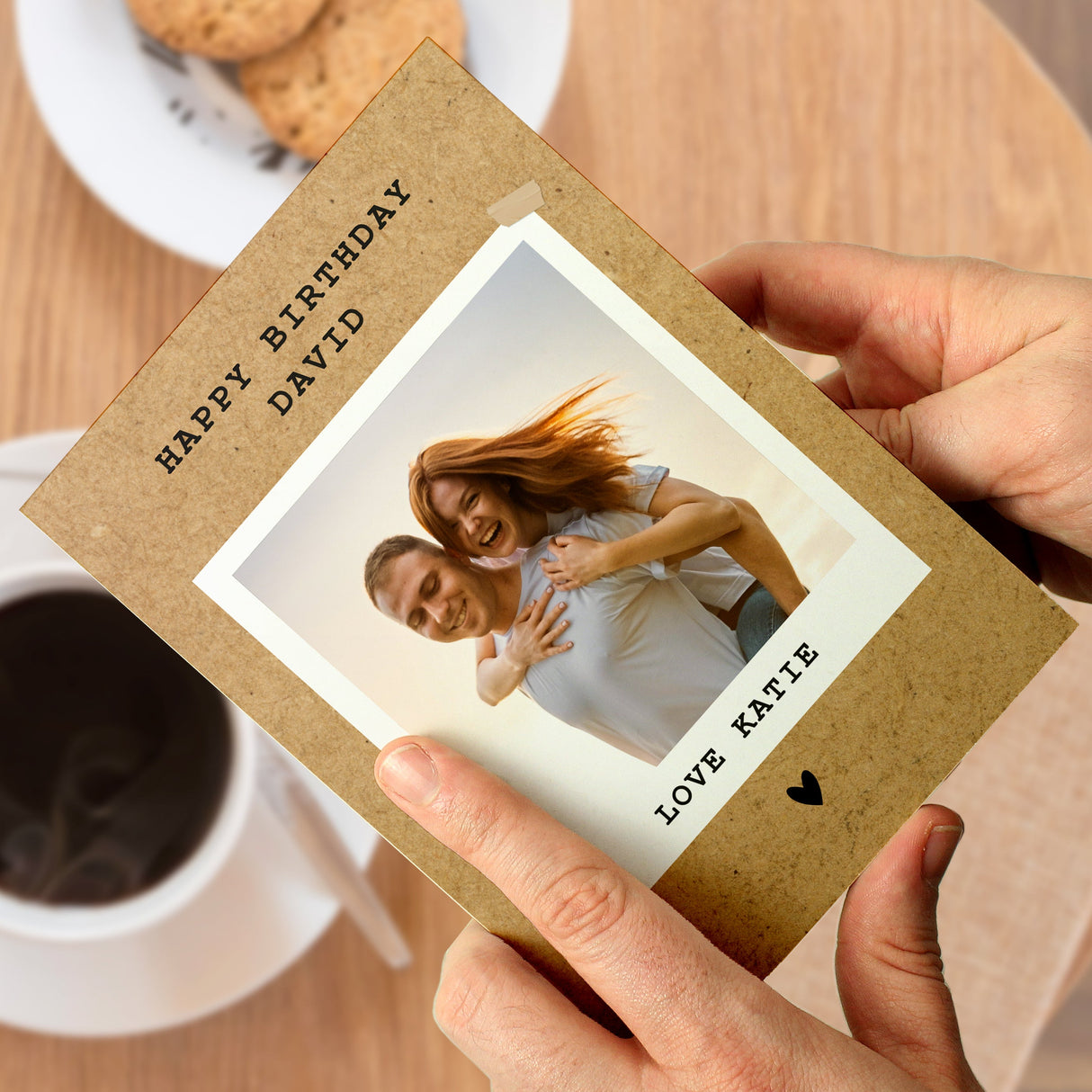 Personalised Rustic Polaroid Photo Upload Card: 1 - Greeting Cards By Gift Moments