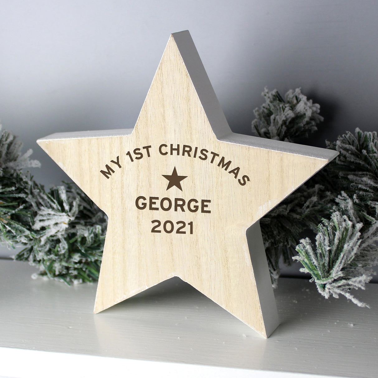 Personalised Rustic Wooden Star Decoration: 6 - Ornaments By Gift Moments