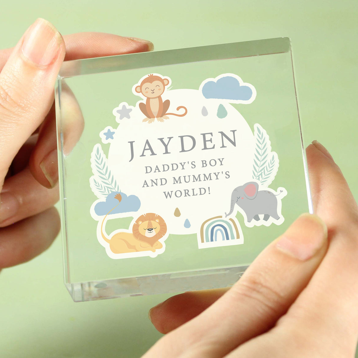 Personalised Safari Animals Crystal Token - Shop Crystal Tokens At Gift Moments - 1