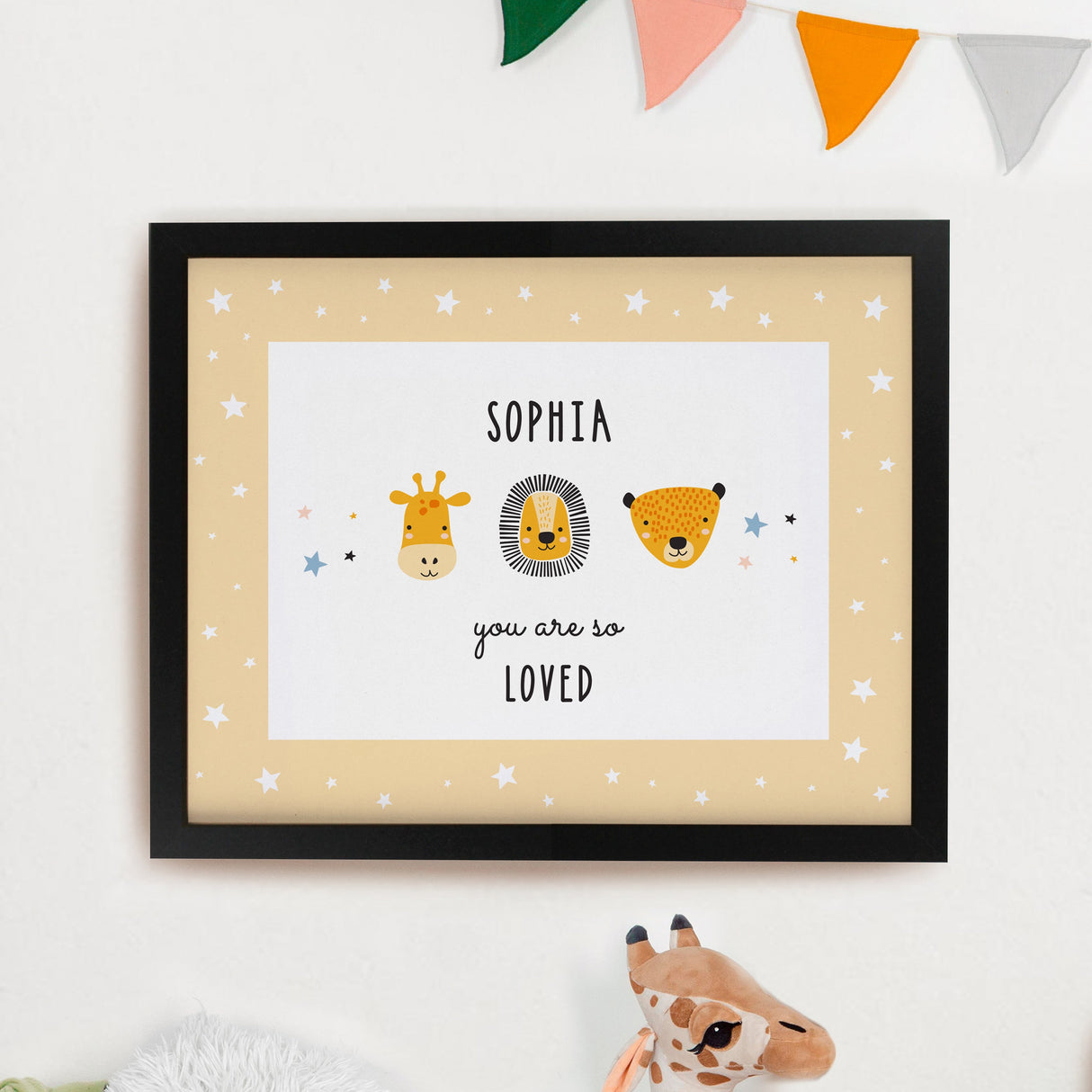 Personalised Safari Animals Framed Prints - Black - Shop Framed Prints At Gift Moments - 2