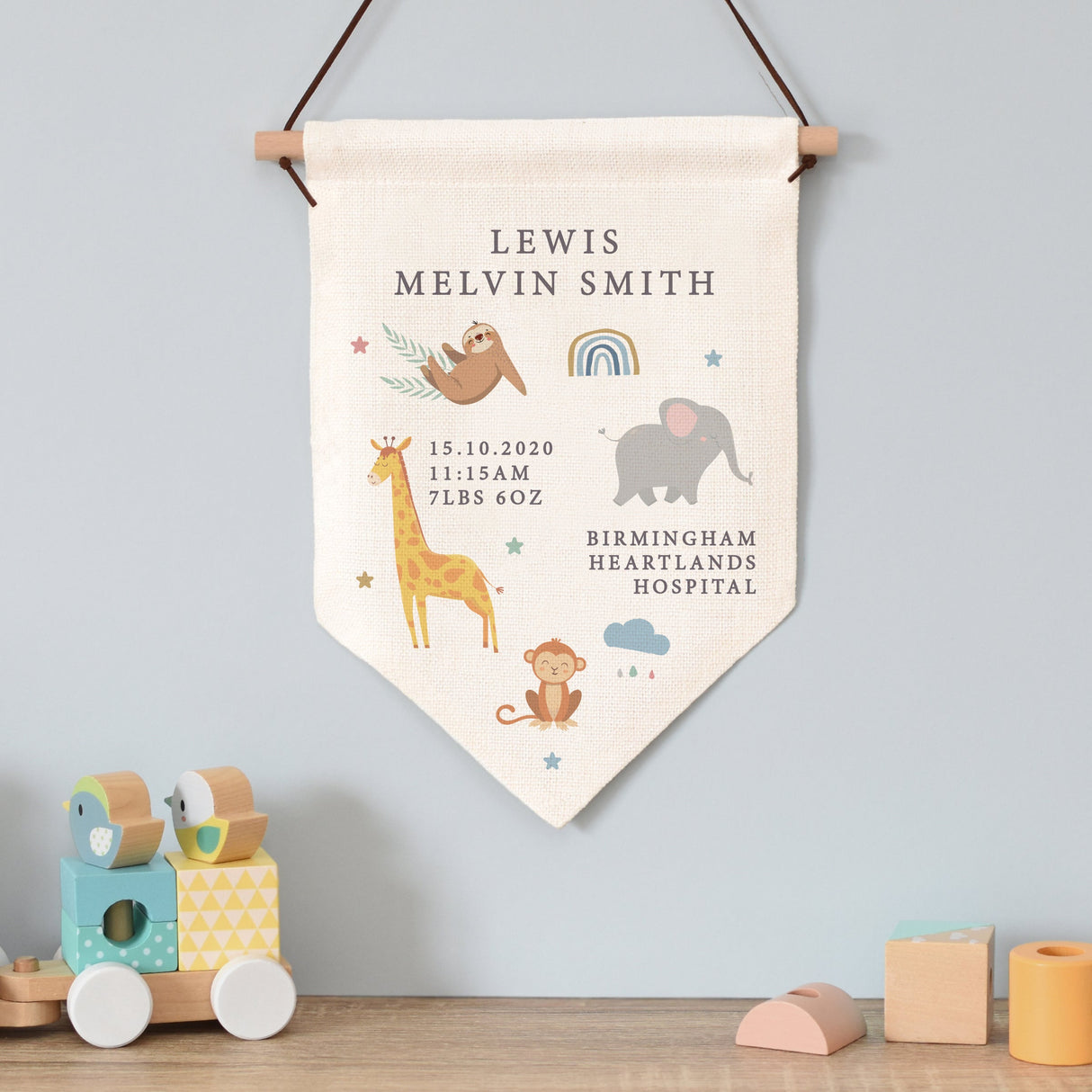 Personalised Safari Animals Hanging Banner: 1 - Decorations By Gift Moments
