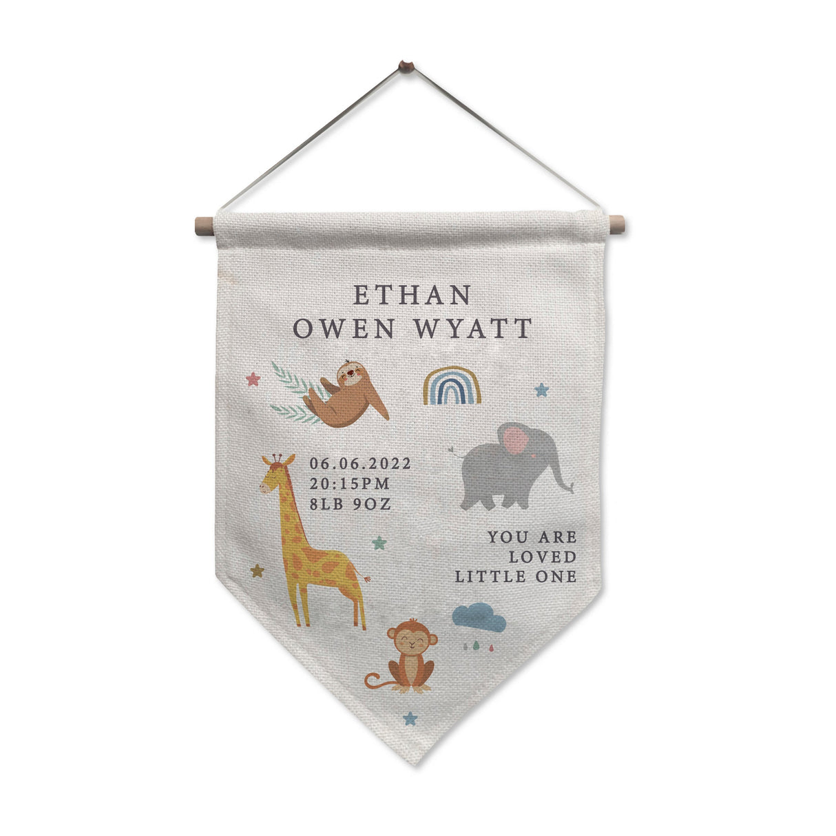 Personalised Safari Animals Hanging Banner: 4 - Decorations By Gift Moments
