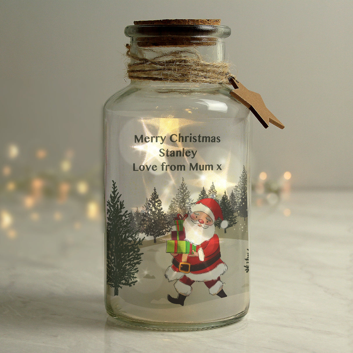Personalised Santa LED Glass Jar: 3 - LED Lighting By Gift Moments