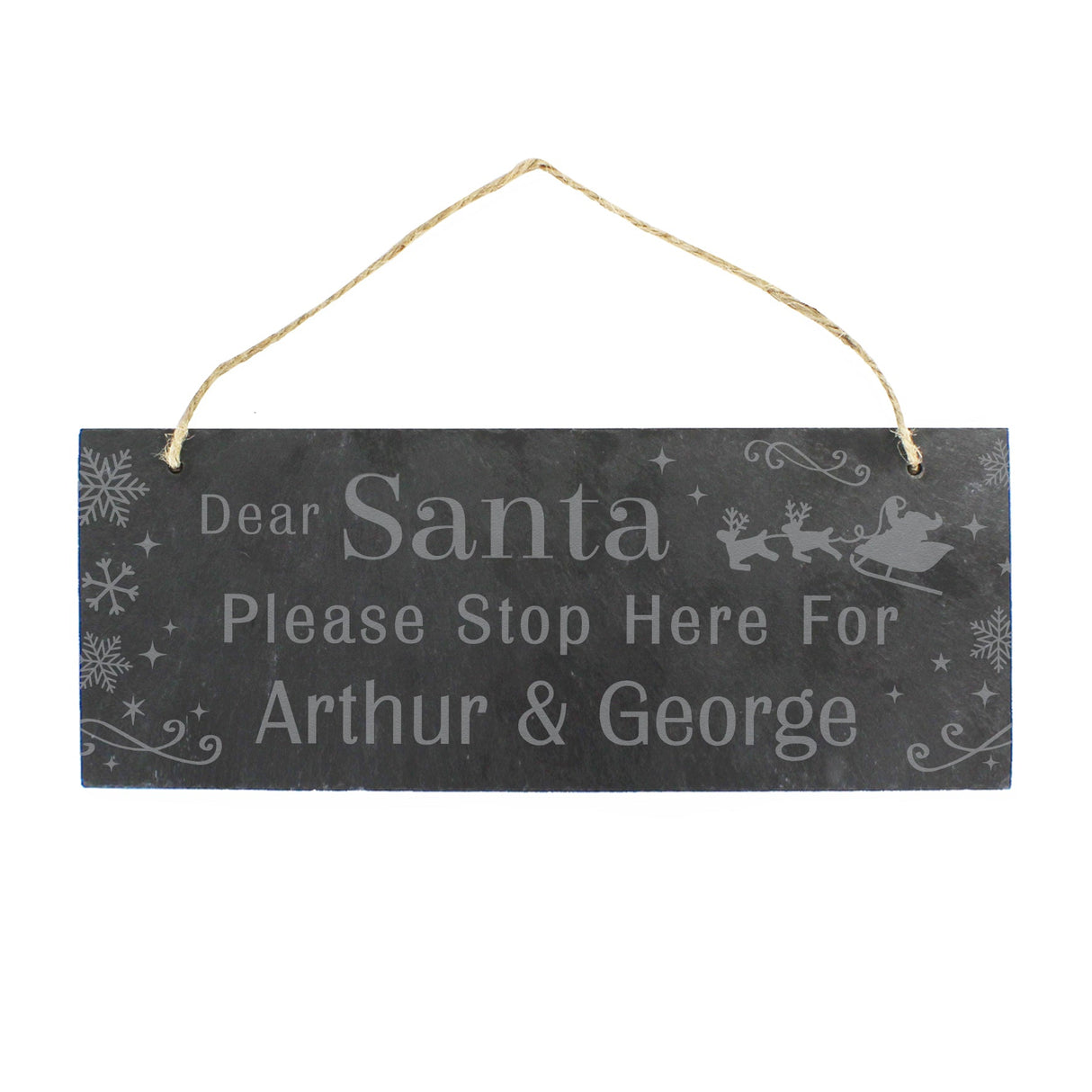Personalised Santa Please Stop Here... Hanging Slate Sign: 5 - Signs & Plaques By Gift Moments