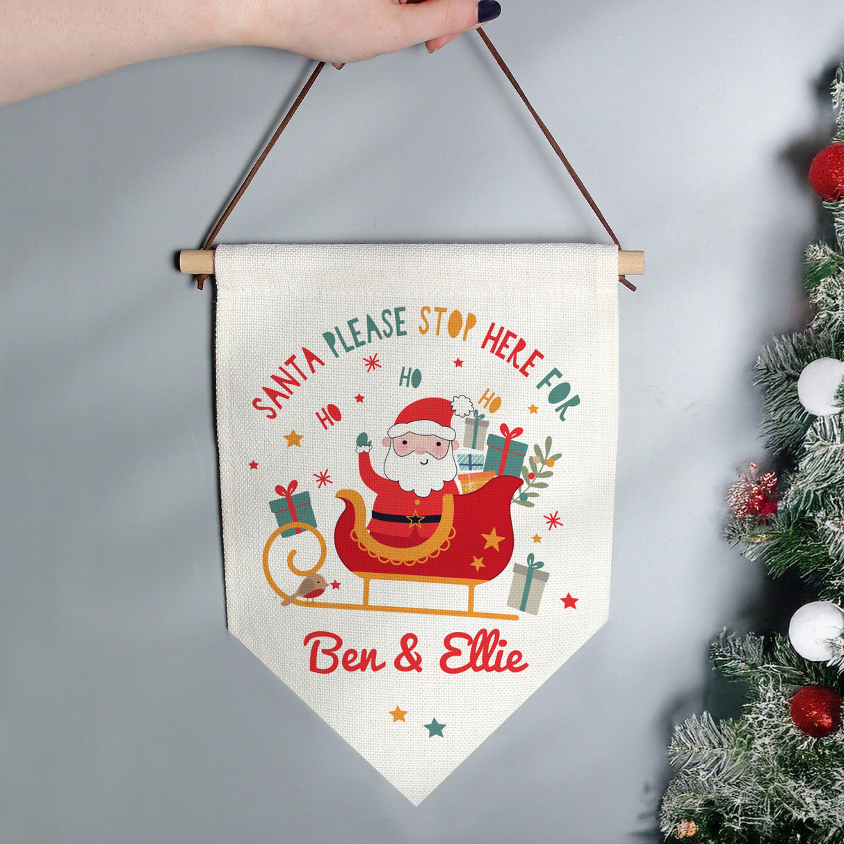 Personalised Santa Stop Here Banner: 3 - Signs & Plaques By Gift Moments