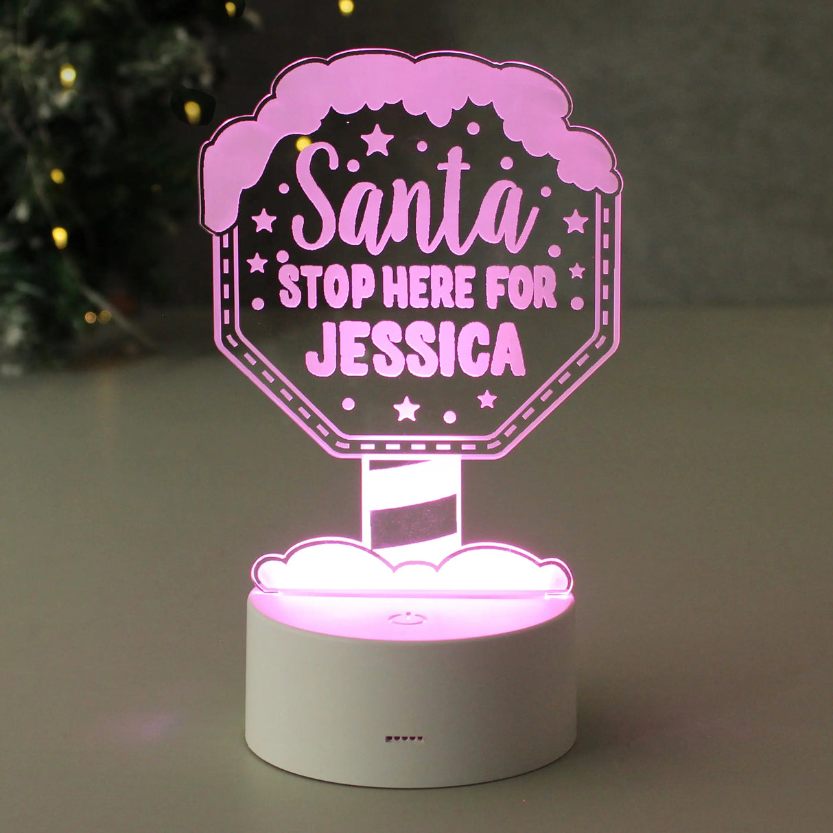 Personalised Santa Stop Here LED Colour Changing Night Light: 3 - LED Lighting By Gift Moments