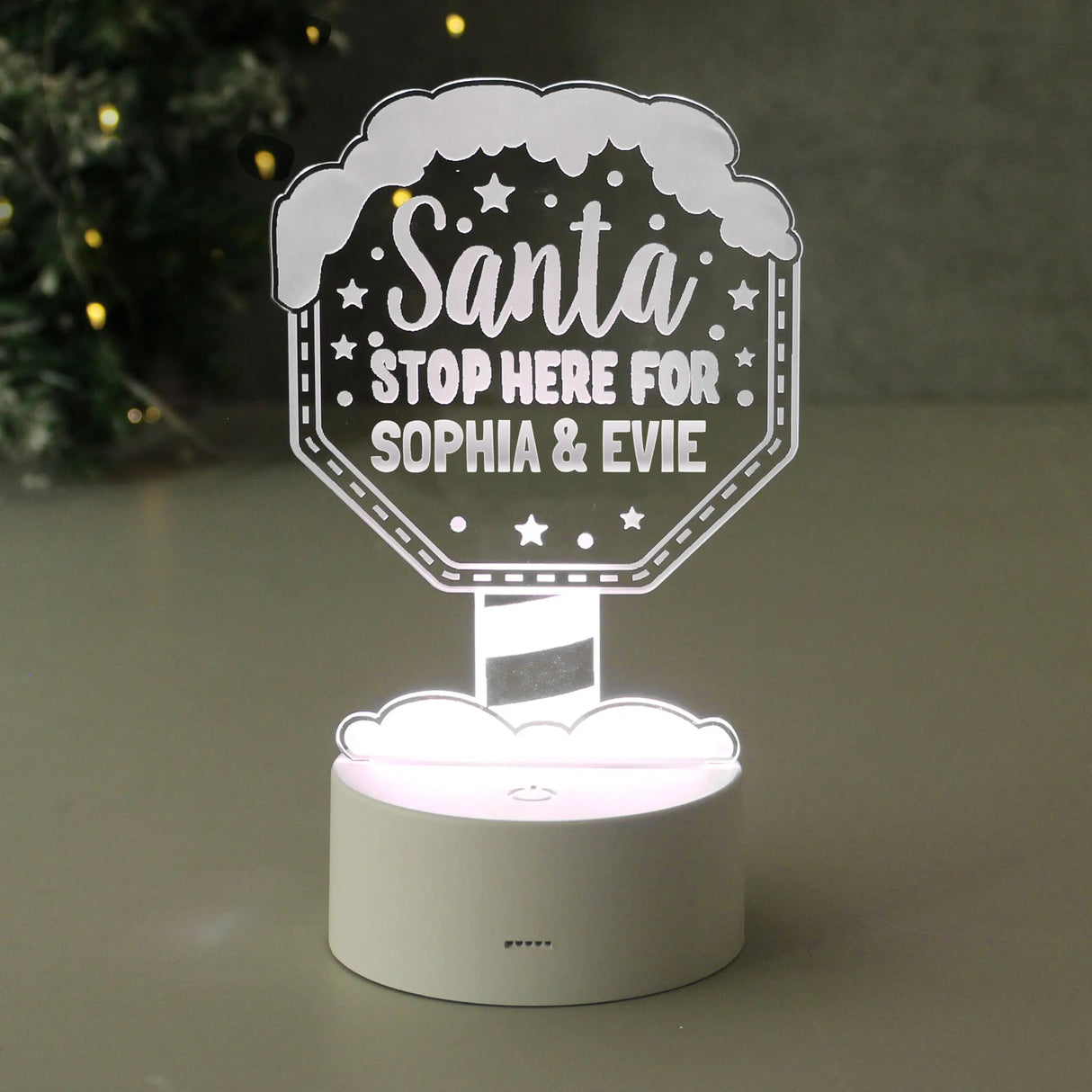 Personalised Santa Stop Here LED Colour Changing Night Light: 2 - LED Lighting By Gift Moments