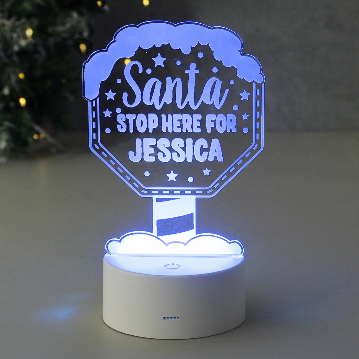 Personalised Santa Stop Here LED Colour Changing Night Light: 1 - LED Lighting By Gift Moments