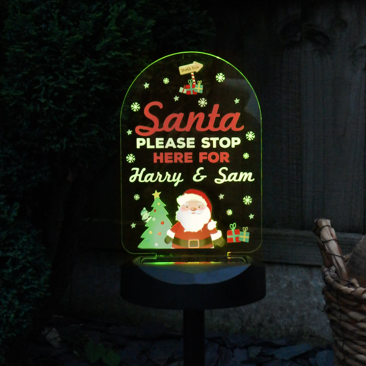 Personalised Santa Stop Here Outdoor Solar Light: 8 - Solar Lights By Gift Moments