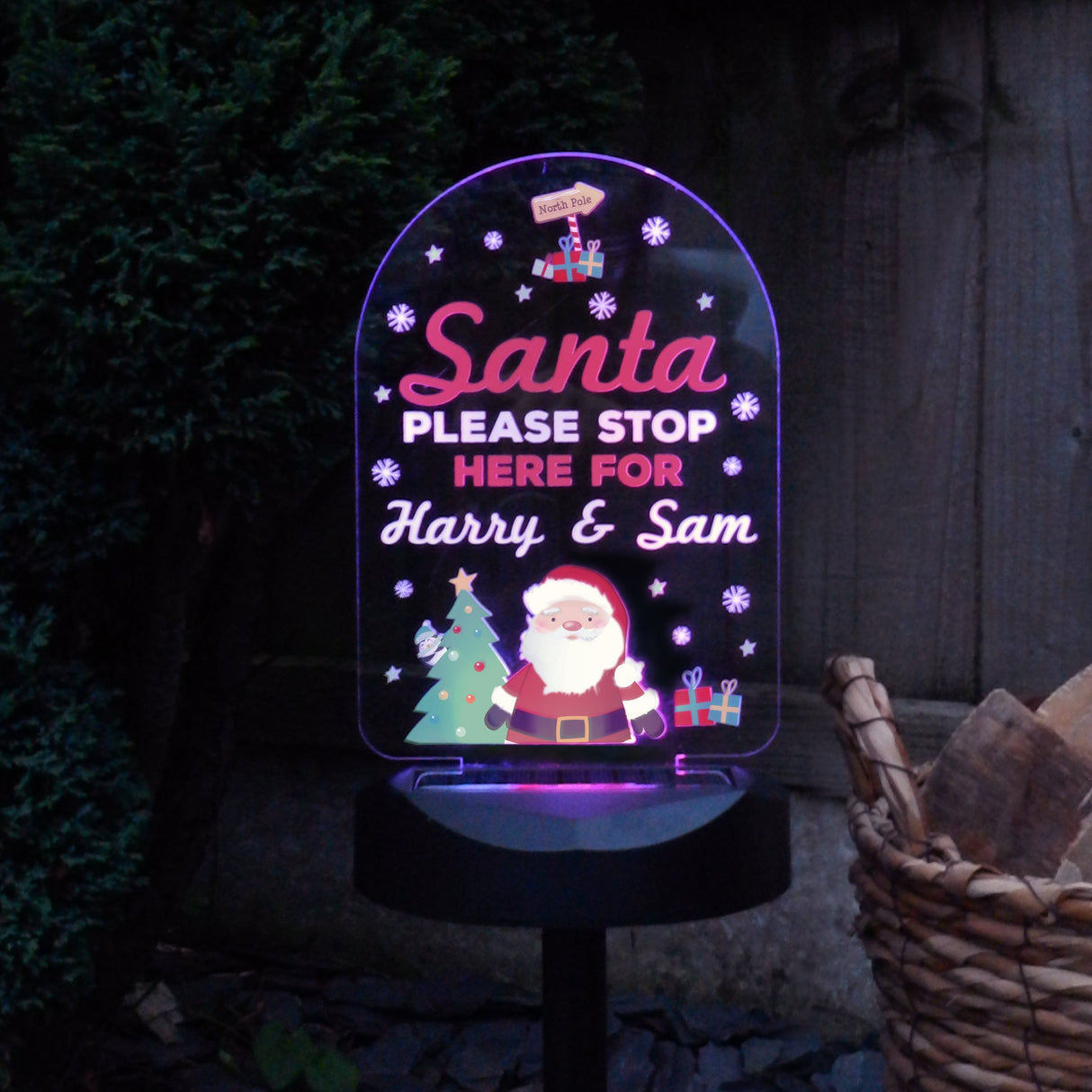 Personalised Santa Stop Here Outdoor Solar Light: 9 - Solar Lights By Gift Moments