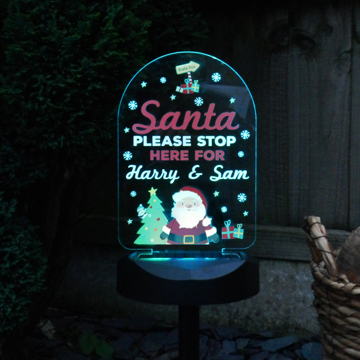 Personalised Santa Stop Here Outdoor Solar Light: 5 - Solar Lights By Gift Moments