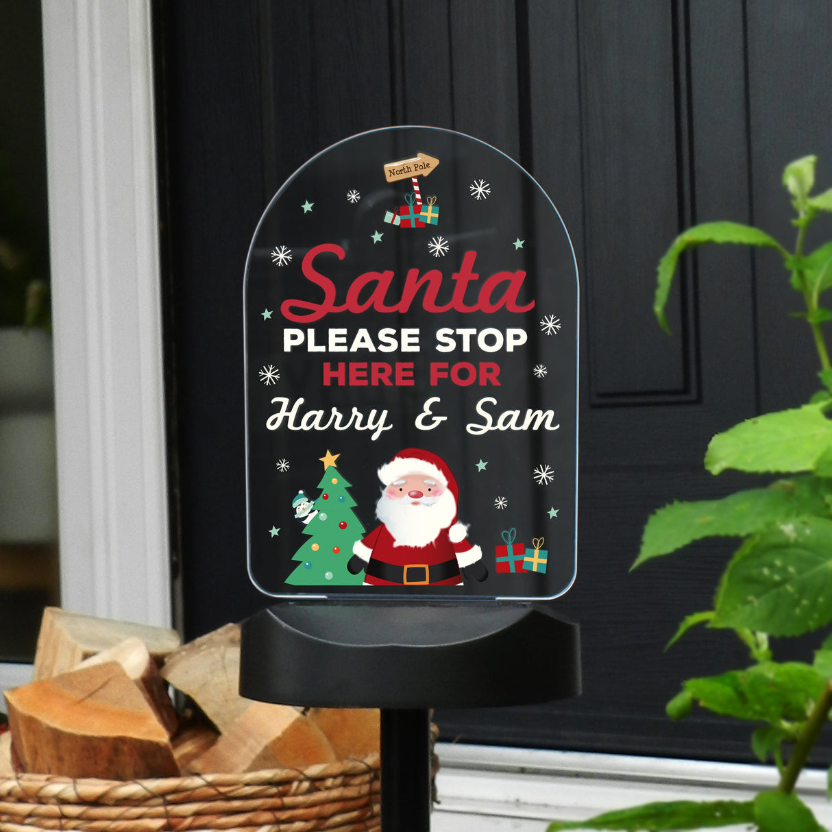 Personalised Santa Stop Here Outdoor Solar Light: 7 - Solar Lights By Gift Moments