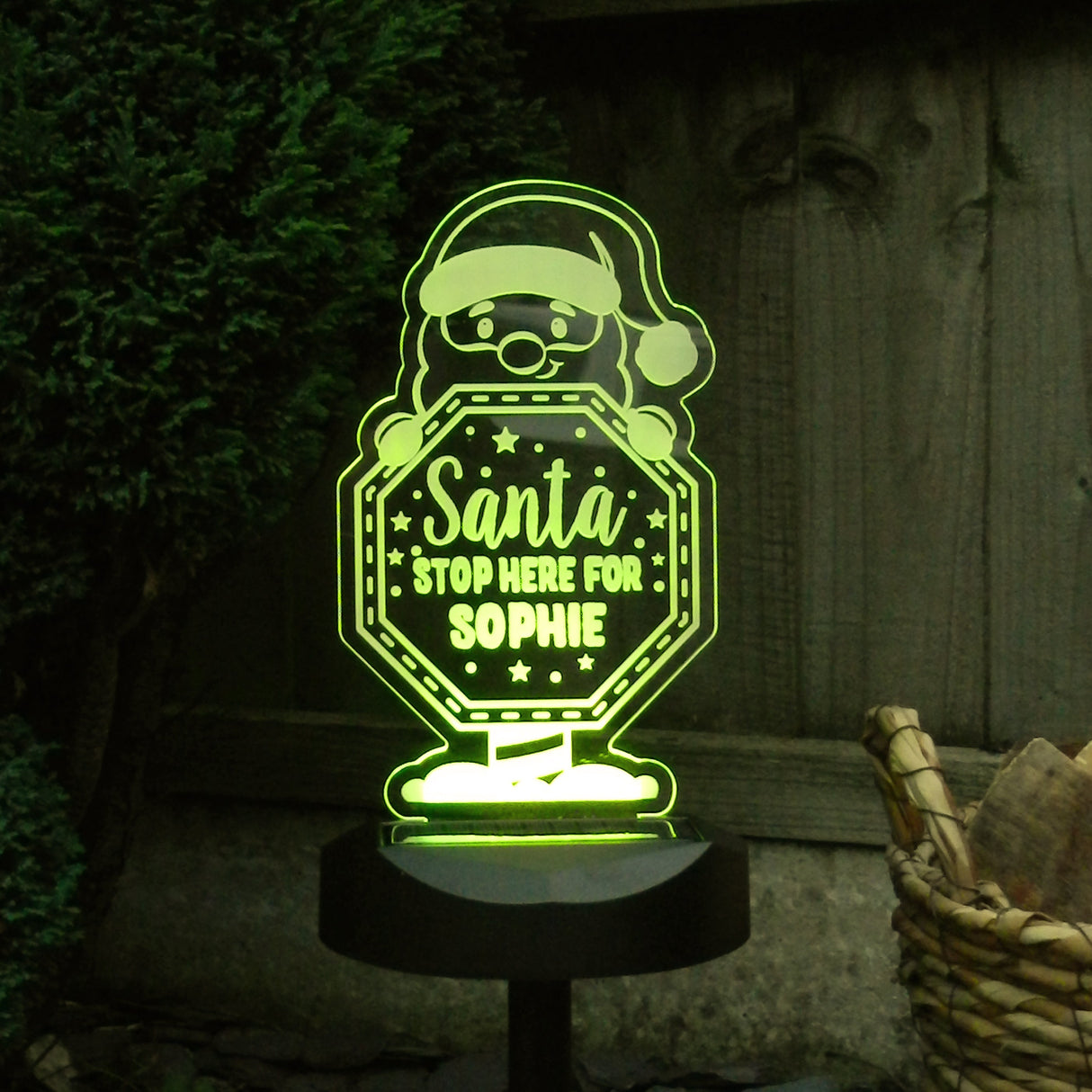 Personalised Santa Stop Here Sign Outdoor Solar Light: 7 - Solar Lights By Gift Moments