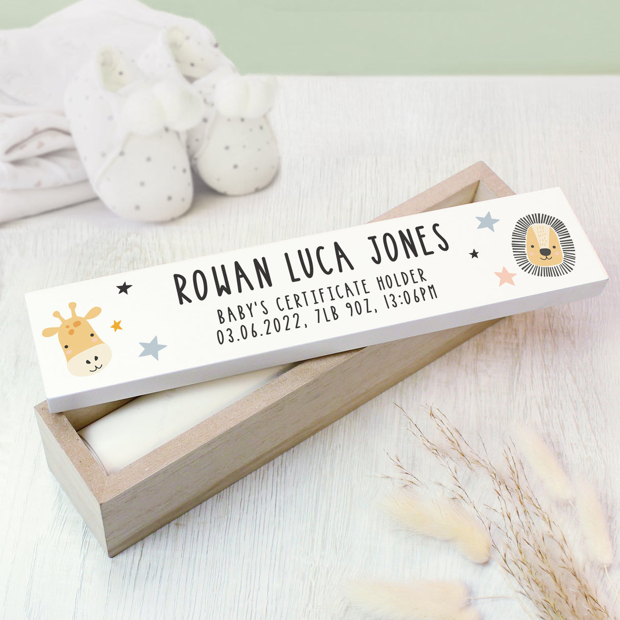 Personalised Scandi Safari Animals Wooden Certificate Holder - Shop Certificate Holders At Gift Moments - 2