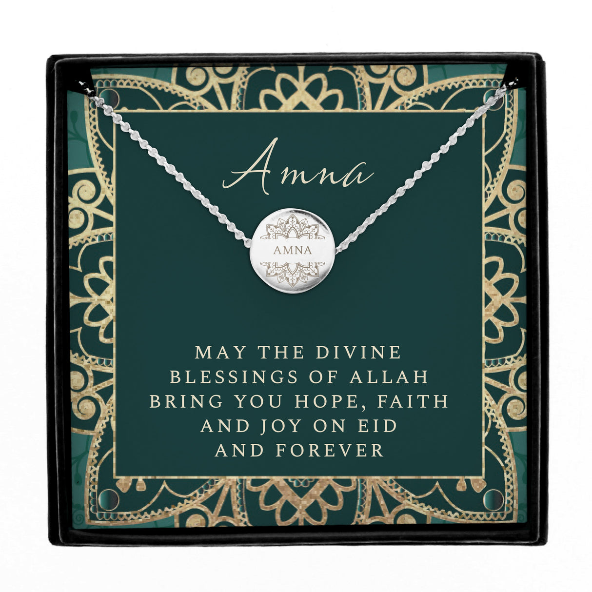 Personalised Sentiment Eid and Ramadan Disc Necklace and Box - Shop Necklaces At Gift Moments - 4