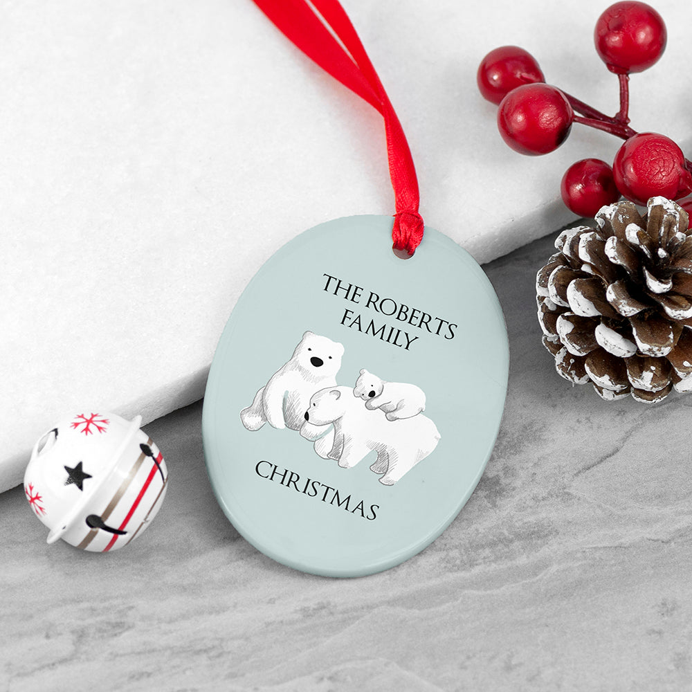 Personalised Sentimental Polar Bear Oval Ornament - Shop Christmas Decorations At Gift Moments - 1