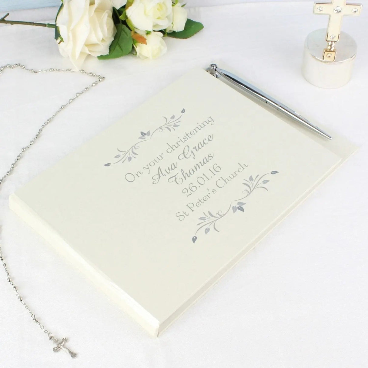 Personalised Sentiments Hardback Guest Book & Pen: 2 - Guest Books By Gift Moments