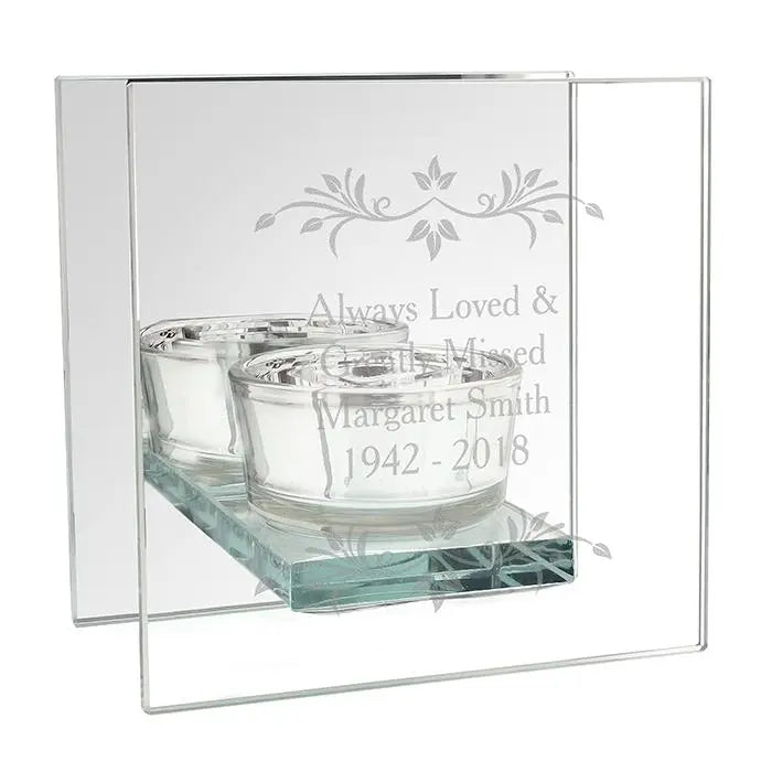Personalised Sentiments Mirrored Glass Tea Light Candle Holder: 2 - Candle Holders By Gift Moments