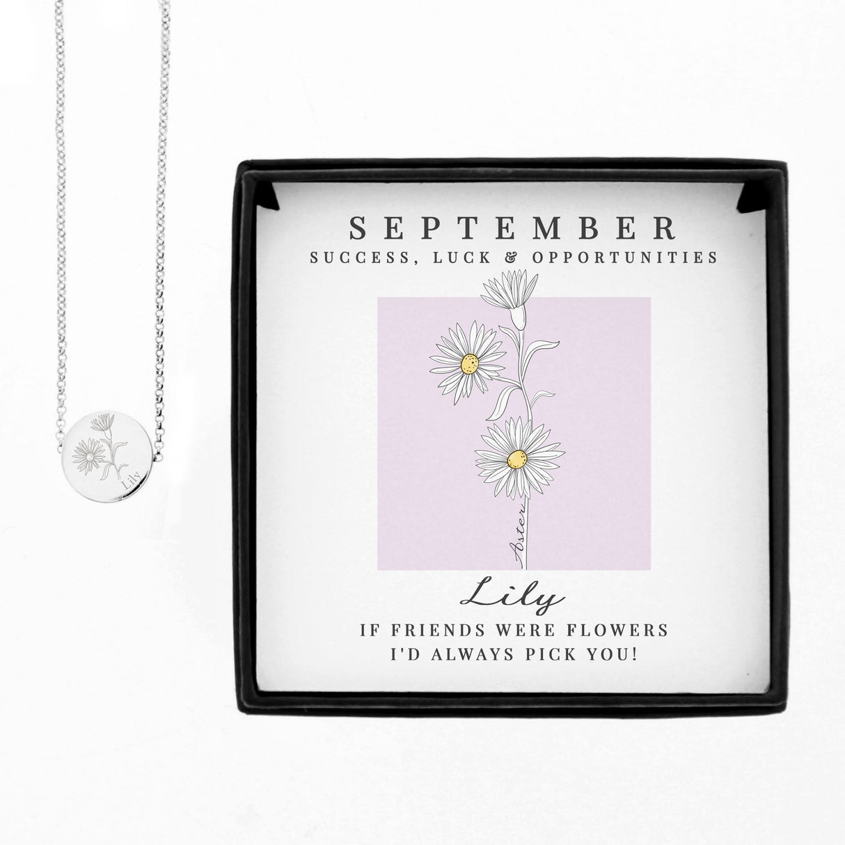Personalised September Birth Flower Necklace and Box: 5 - Necklaces By Gift Moments
