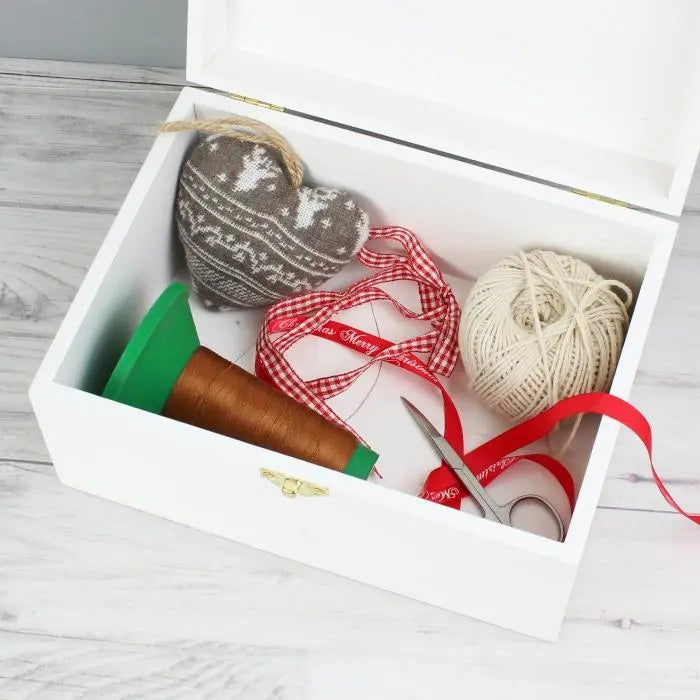 Personalised Sewing Kit White Wooden Keepsake Box - Shop Keepsake Boxes At Gift Moments - 2