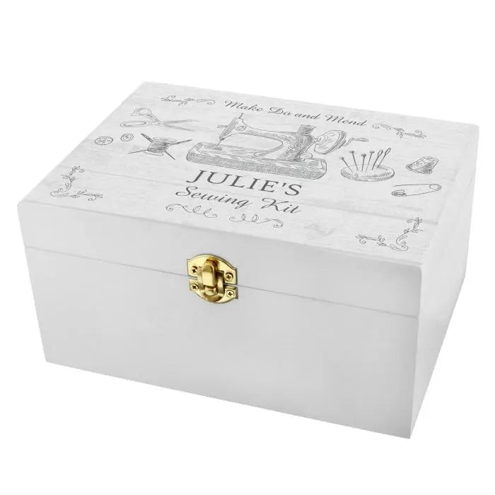 Personalised Sewing Kit White Wooden Keepsake Box - Shop Keepsake Boxes At Gift Moments - 3