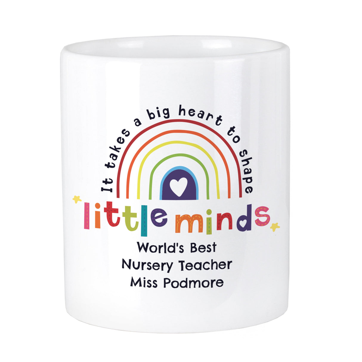 Personalised Shape Little Minds Ceramic Storage Pot: 5 - Storage By Gift Moments