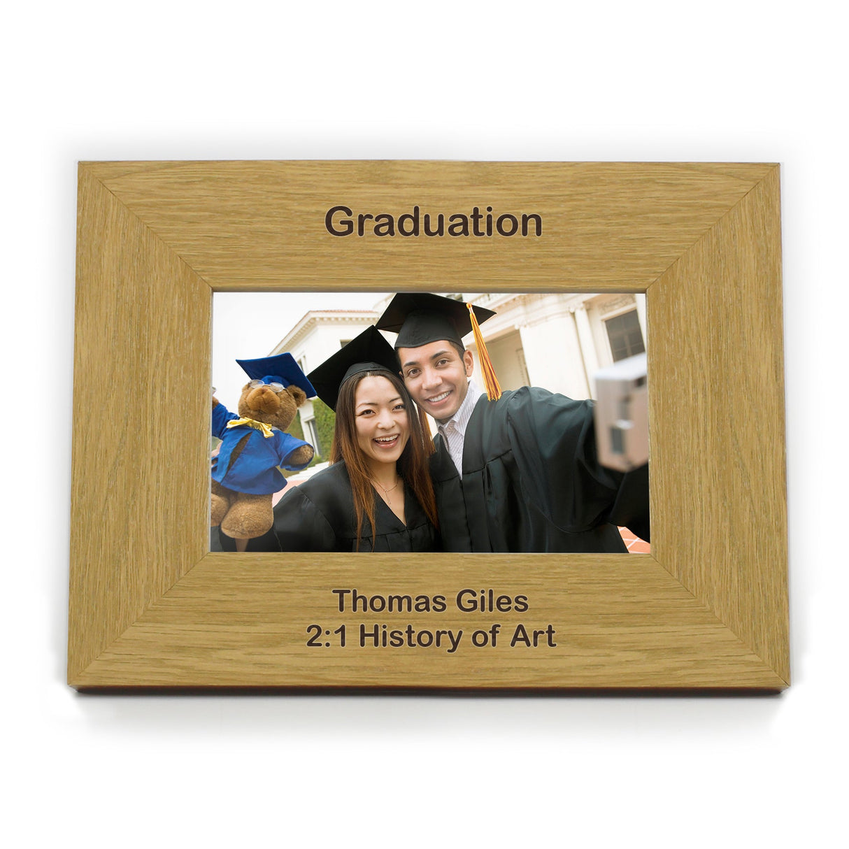 Personalised Short Message 6x4 Landscape Oak Finish Photo Frame: 5 - Photo Frames By Gift Moments