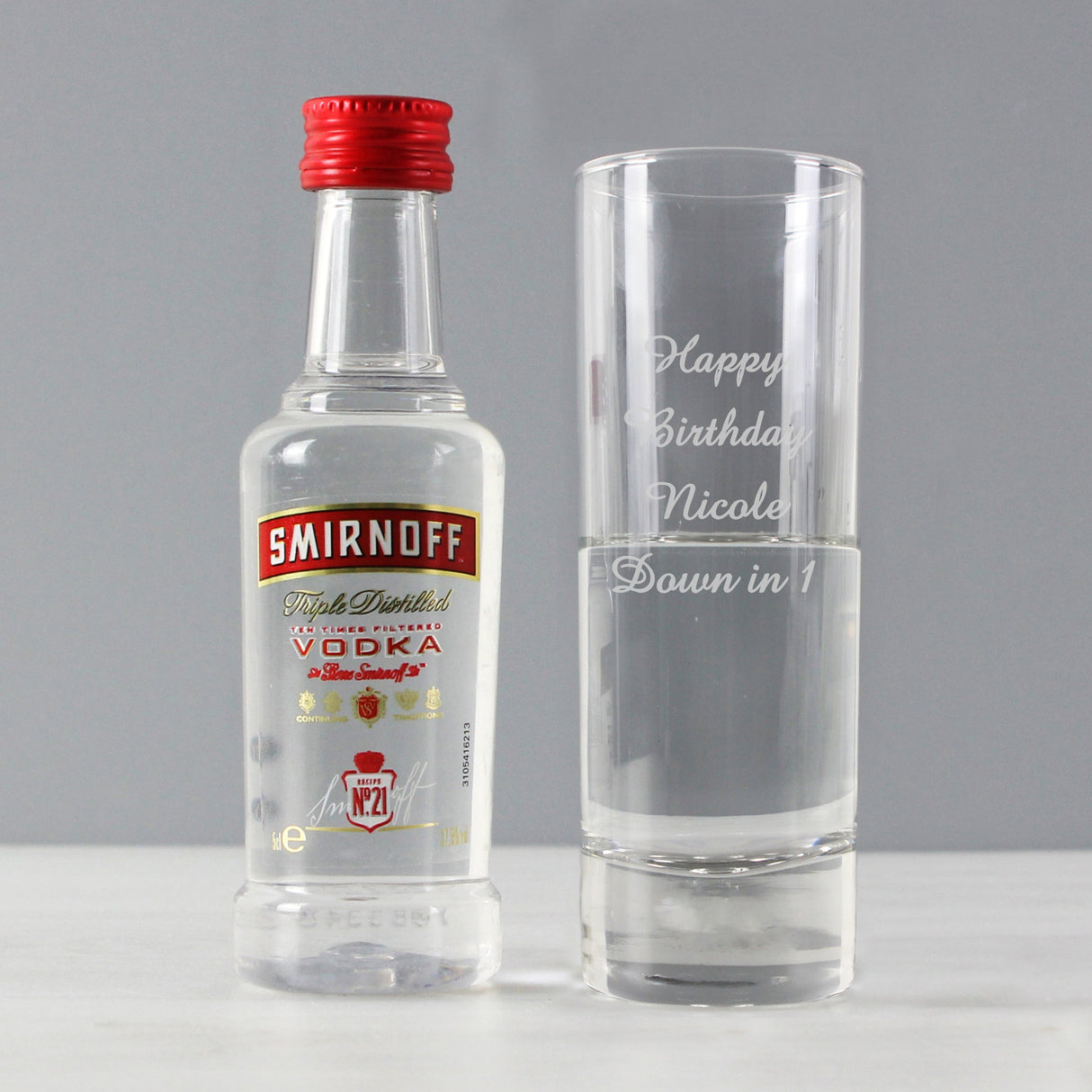 Personalised Shot Glass and Miniature Vodka Set - Text Only: 1 - Alcohol Sets By Gift Moments