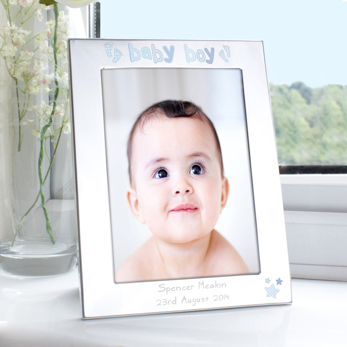 Personalised Silver 5x7 Baby Boy Photo Frame - Shop Photo Frames At Gift Moments - 1