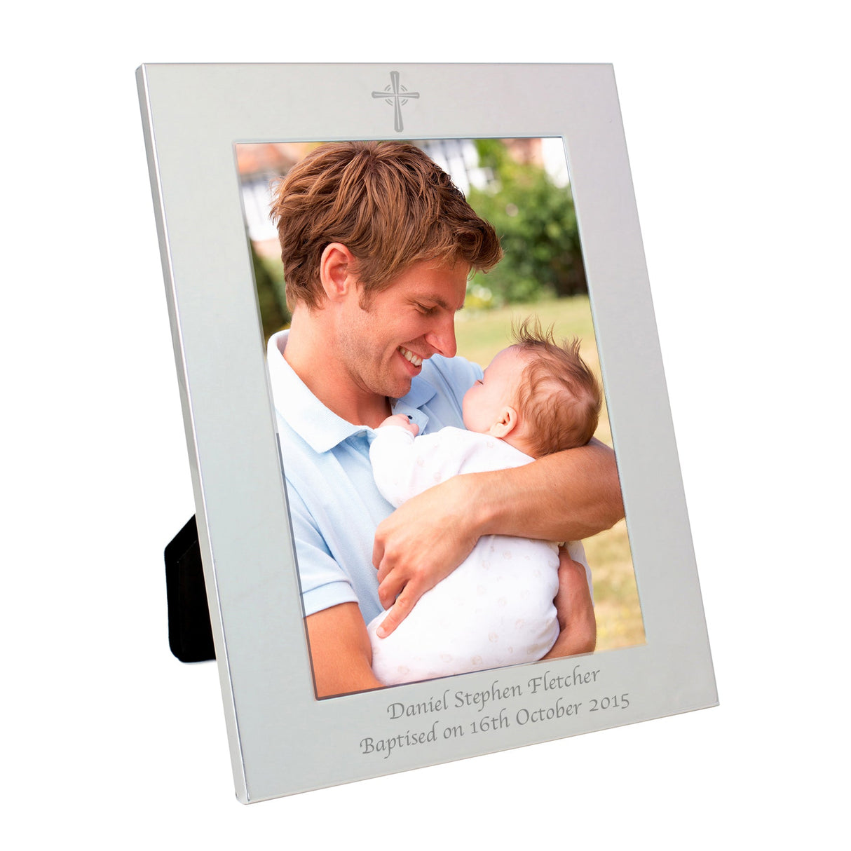 Personalised Silver 5x7 Cross Photo Frame: 2 - Photo Frames By Gift Moments