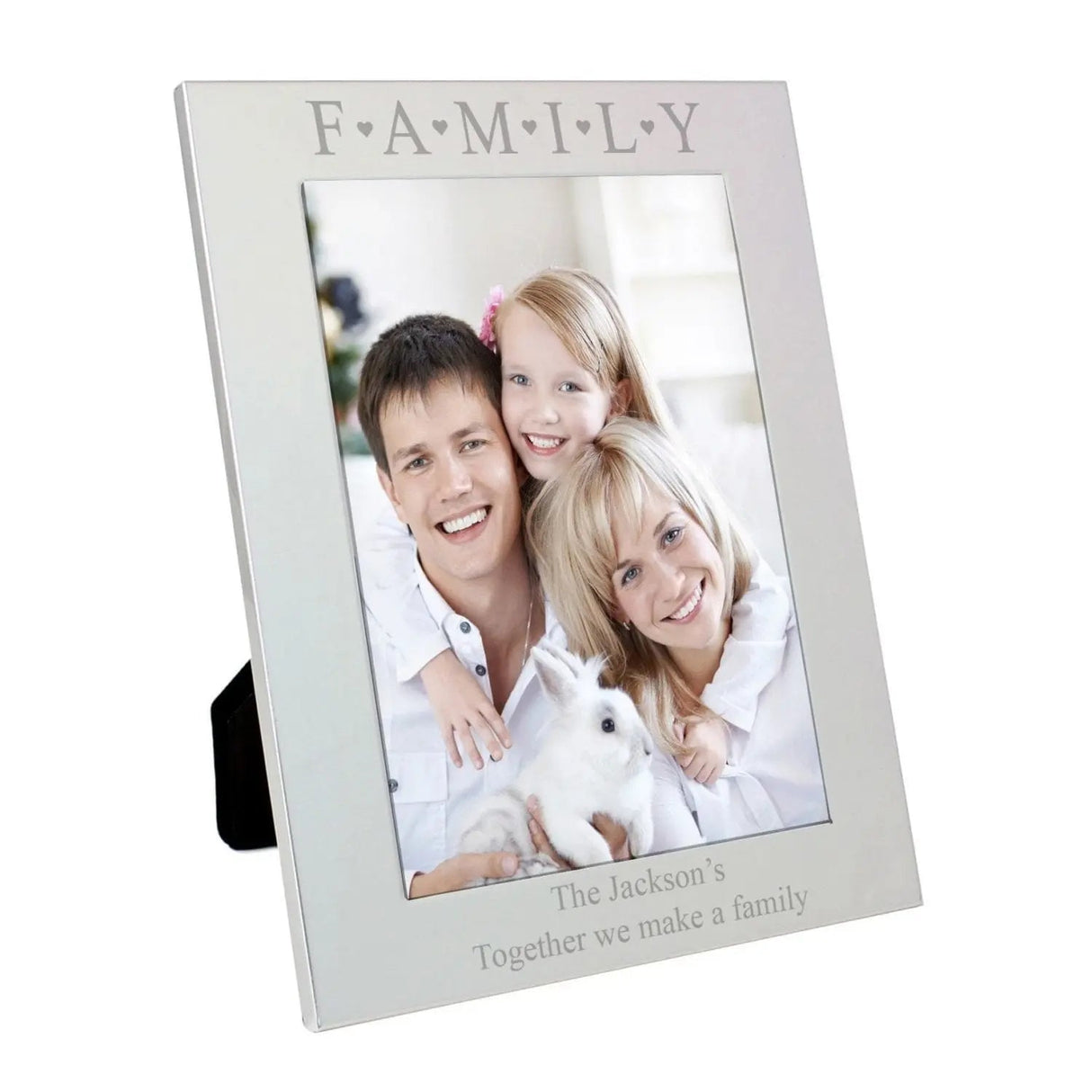 Personalised Silver 5x7 Family & Hearts Photo Frame: 2 - Photo Frames By Gift Moments