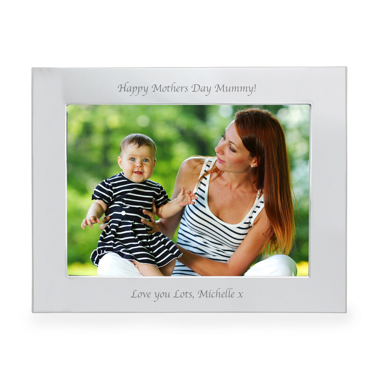 Personalised Silver 5x7 Landscape Photo Frame: 4 - Photo Frames By Gift Moments